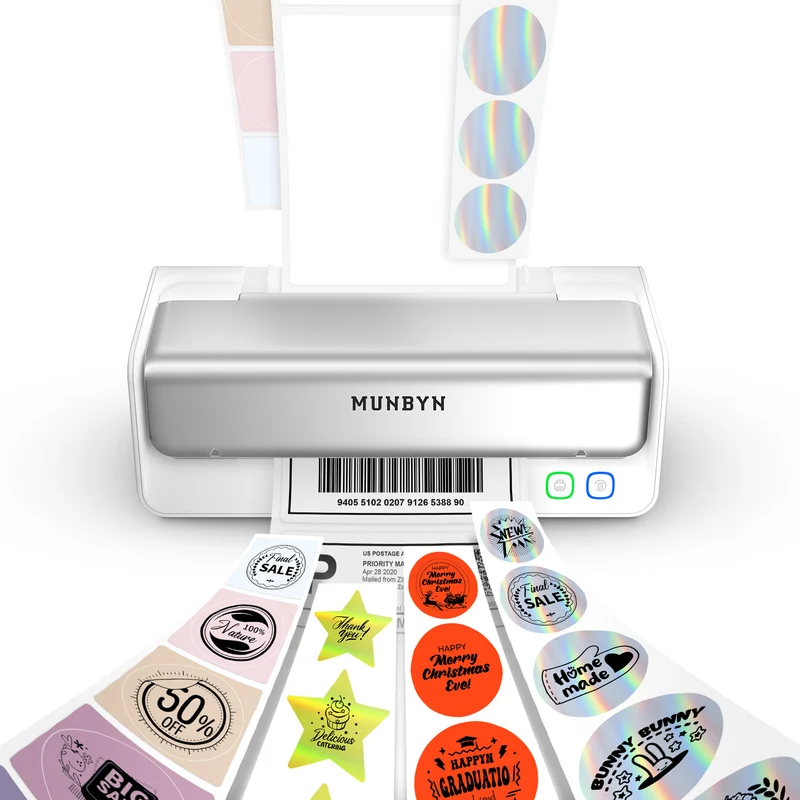 MUNBYN RW405B Dual-Color Thermal Label Printer Kit for Packaging and Branding