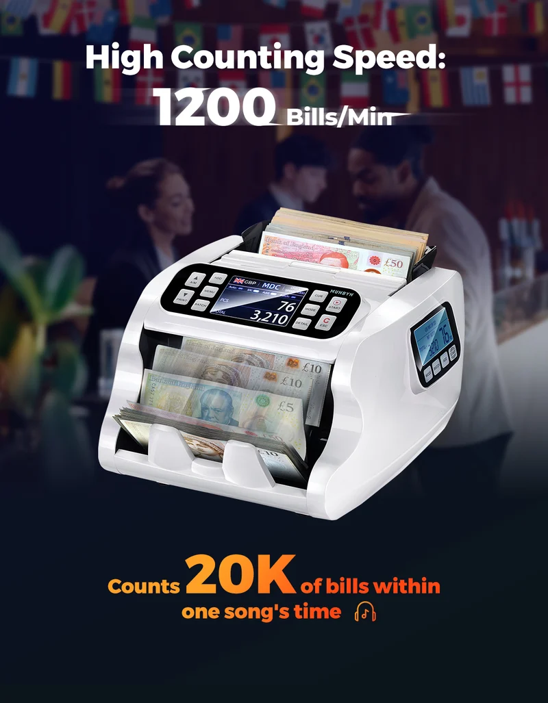 MUNBYN IMC22 Mixed Denomination Money Counter Machine for Business & Merchant