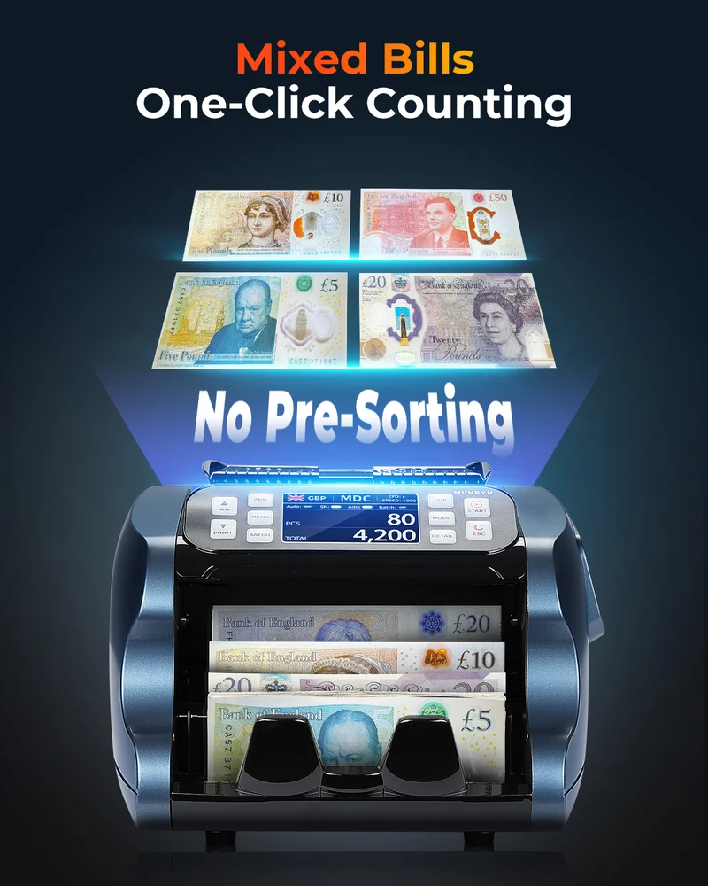 MUNBYN IMC22 Mixed Denomination Money Counter Machine for Business & Merchant