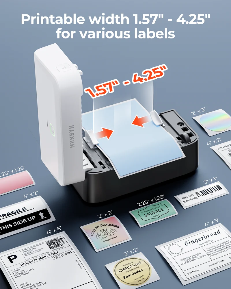 MUNBYN RW403B Bluetooth Thermal Label Printer for Shipping and Product Labelling