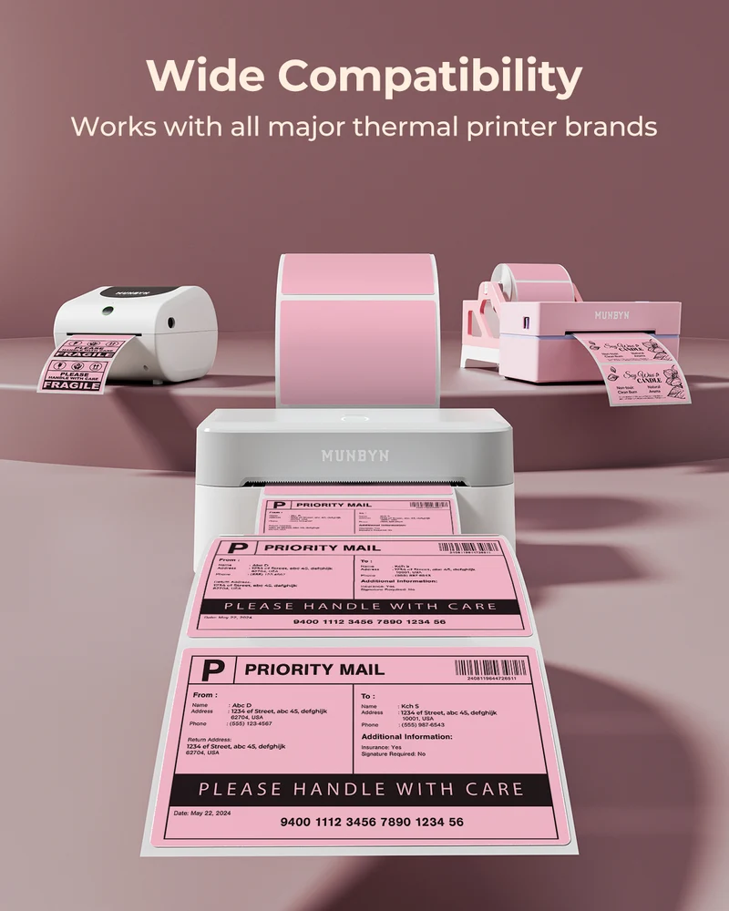 MUNBYN 4" x 2" & 4" x 3"Rectangle Thermal Labels for Barcode, Address and Multi-Purpose Use