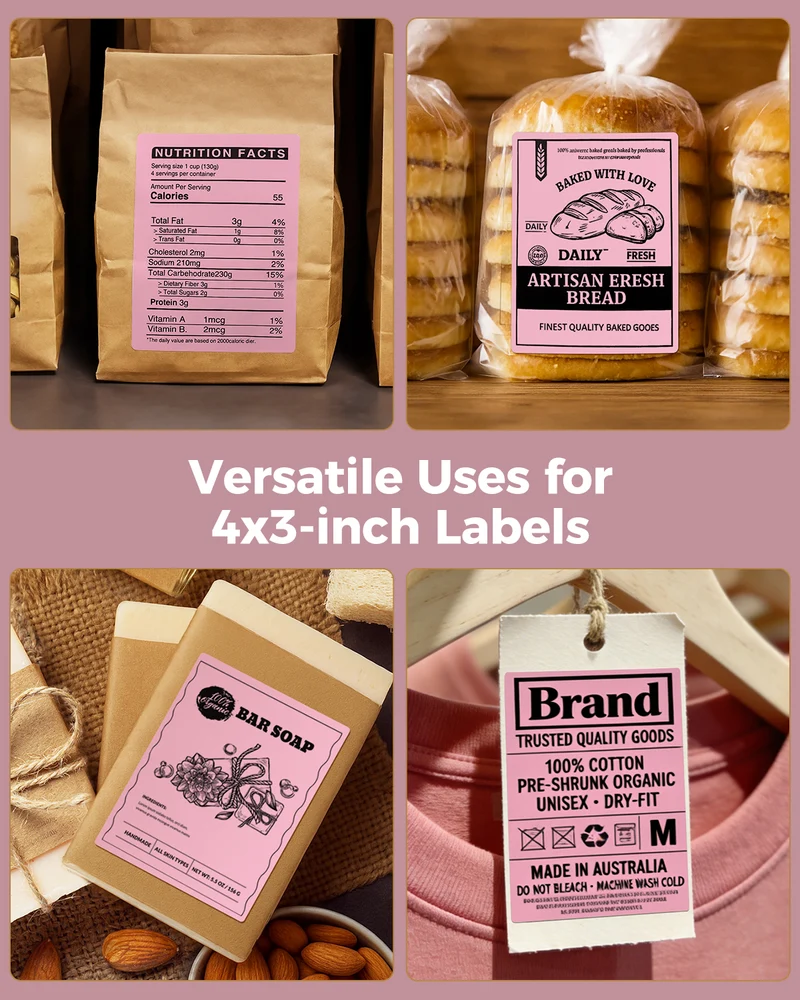 MUNBYN 4" x 2" & 4" x 3"Rectangle Thermal Labels for Barcode, Address and Multi-Purpose Use