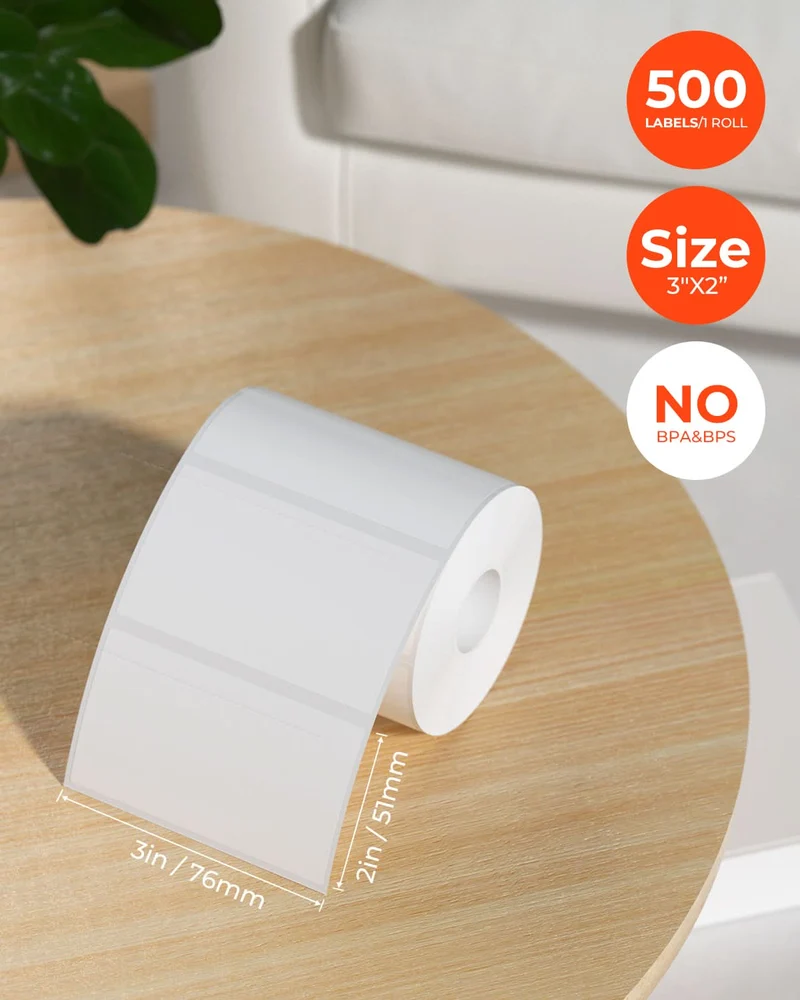 MUNBYN 3" x 2" Rectangle Thermal Labels for Barcode, Address and Multi-Purpose Use