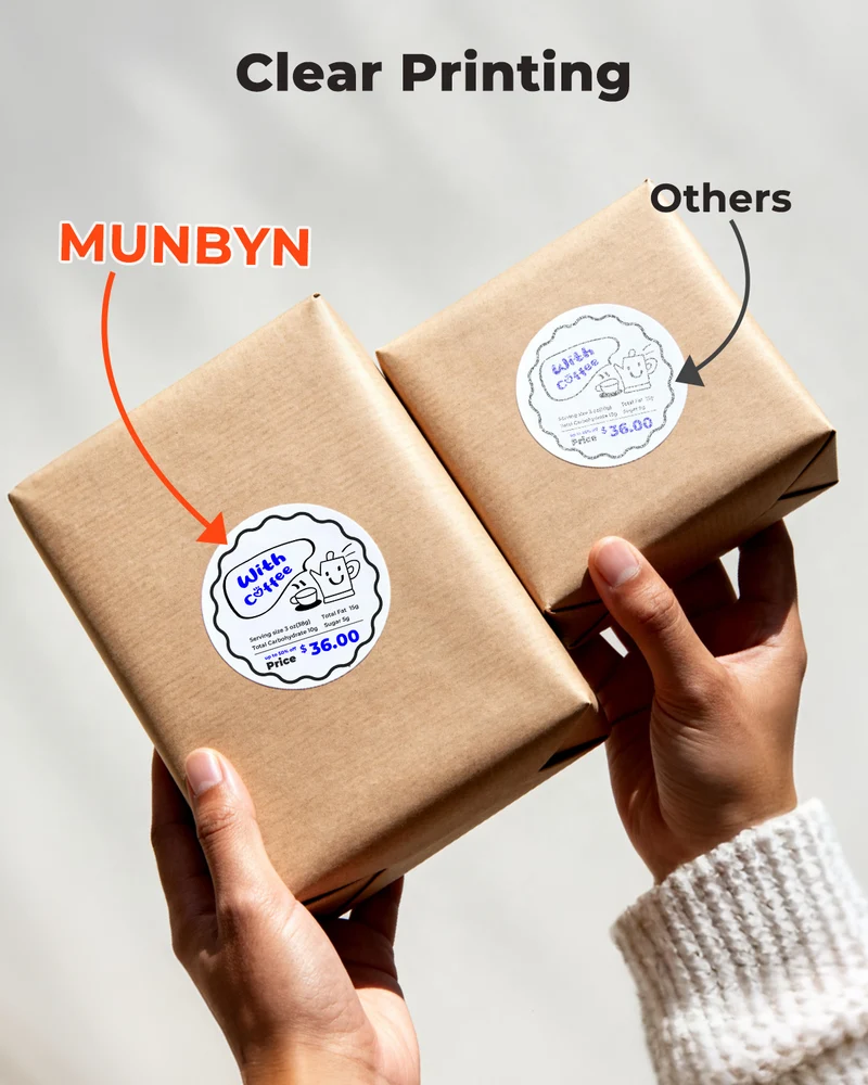 MUNBYN 2" Dual-Color Thermal Labels for RW405B Product and Packaging Stickers