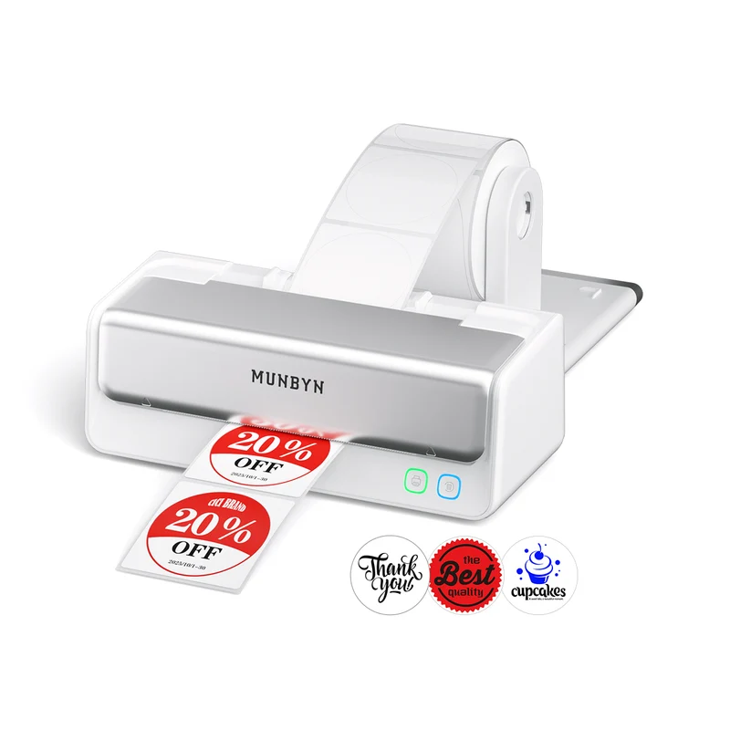 MUNBYN RW405B Dual-Color Bluetooth Thermal Label Printer with Label Holder
