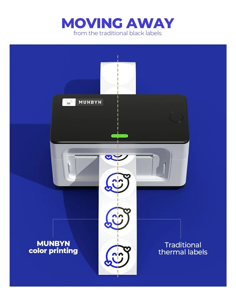 MUNBYN 2" Blue Printing Thermal Labels for Product and Packaging