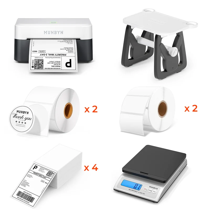 MUNBYN RW403B Bluetooth Thermal Label Printer Kit for Small Business Labelling