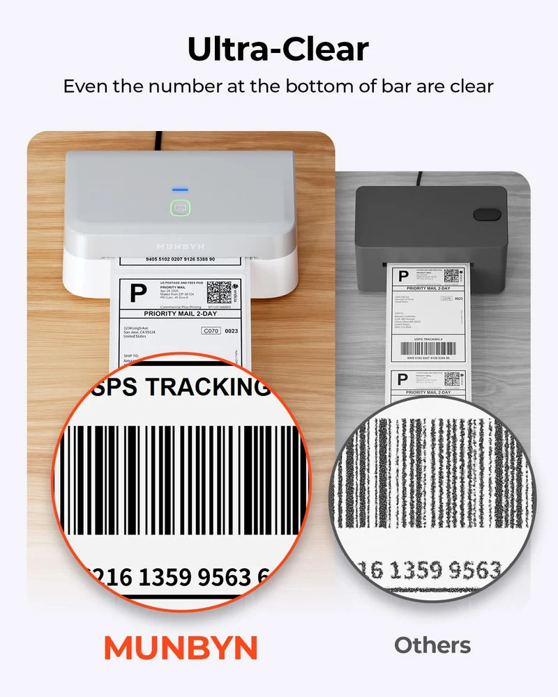 MUNBYN RW403B Bluetooth Thermal Label Printer Kit for Small Business Labelling