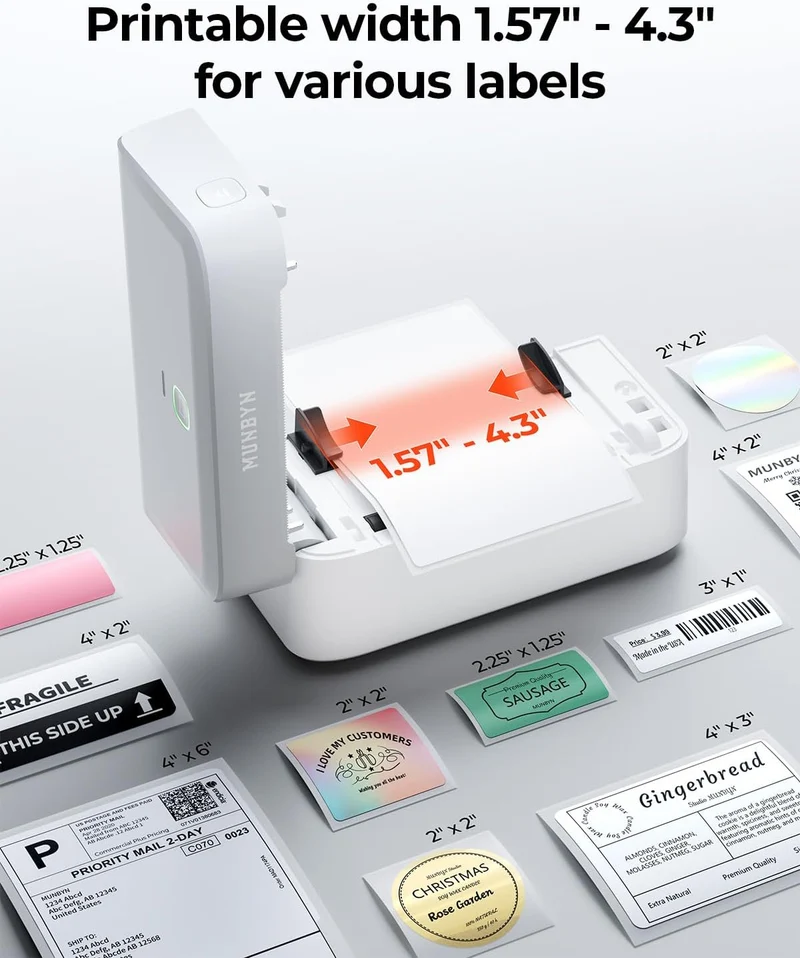 MUNBYN RW403B Bluetooth Thermal Label Printer for Shipping and Product Labelling