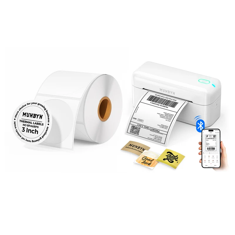 MUNBYN RW402B Bluetooth Thermal Label Printer Kit for Small Business Labelling