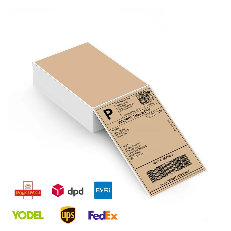 MUNBYN 4x6 Brown Fan-Fold Direct Thermal Shipping Labels