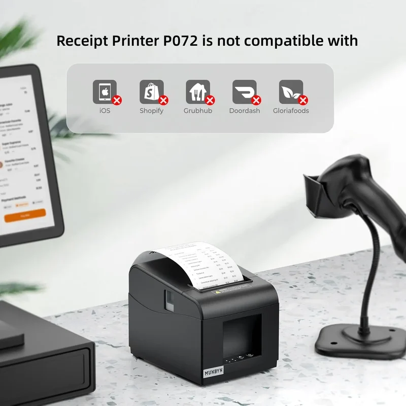 MUNBYN P072 Thermal Receipt Printer for Retail POS Receipts