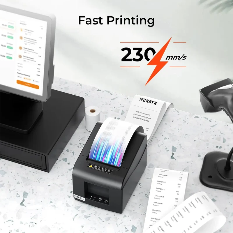 MUNBYN P072 Thermal Receipt Printer for Retail POS Receipts