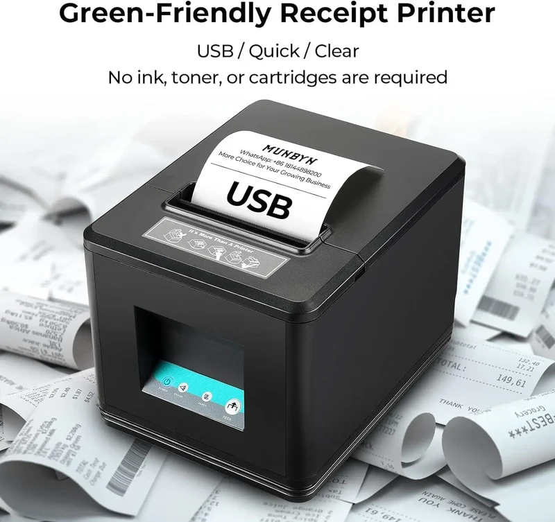 MUNBYN 098P Thermal Receipt Printer for Retail POS Receipts