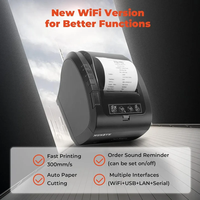 MUNBYN 047P Thermal Receipt Printer for Retail POS Receipts