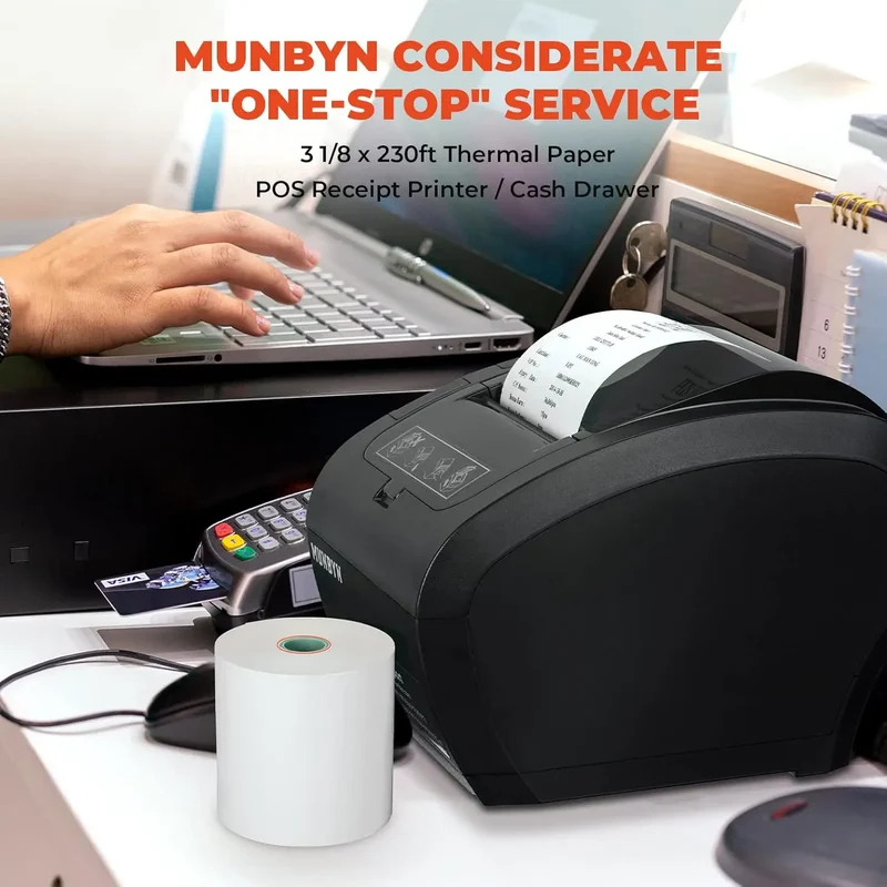 MUNBYN 047P Thermal Receipt Printer for Retail POS Receipts