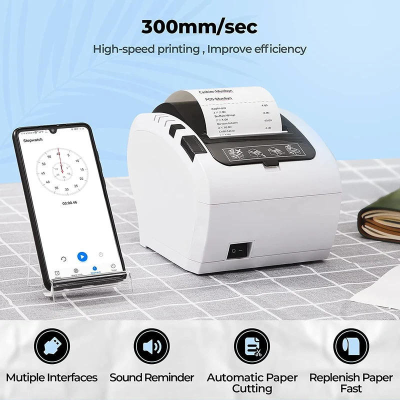 MUNBYN 047P Thermal Receipt Printer for Retail POS Receipts