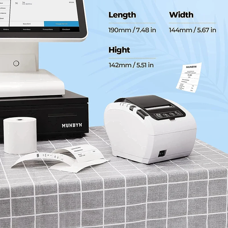 MUNBYN 047P Thermal Receipt Printer for Retail POS Receipts