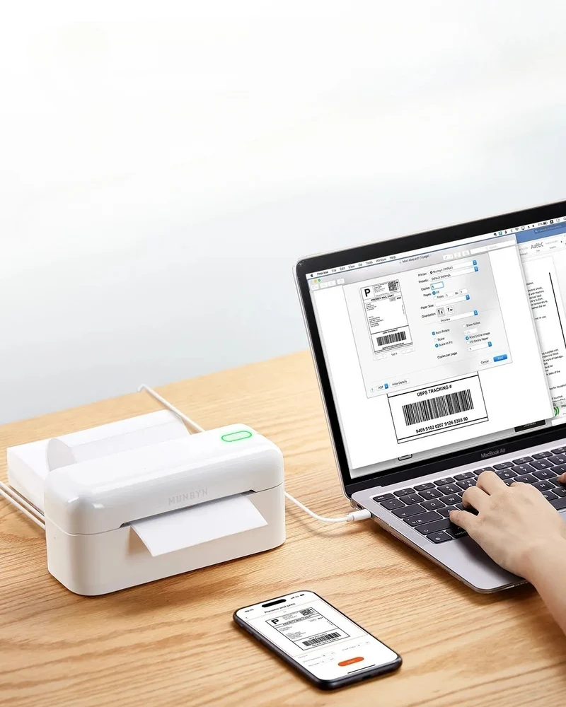 MUNBYN RW402B Bluetooth Thermal Label Printer for Daily Shipping Labels