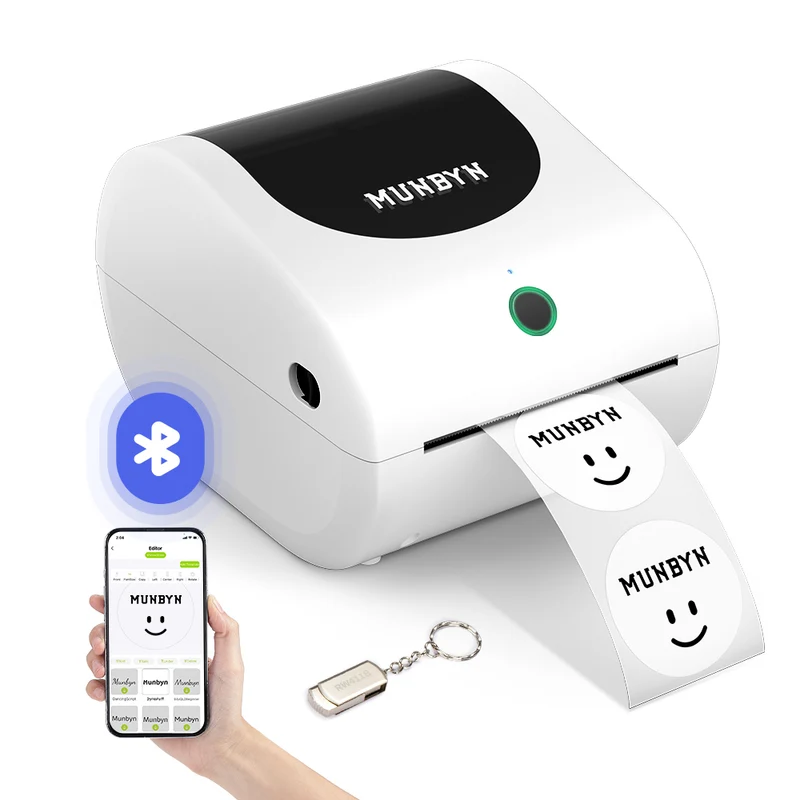 MUNBYN RW411B Bluetooth 4x6 Thermal Label Printer with Paper Tray for Daily Shipping