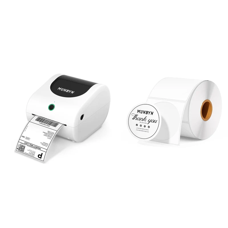 MUNBYN RW411B Bluetooth 4x6 Thermal Label Printer with Paper Tray for Daily Shipping
