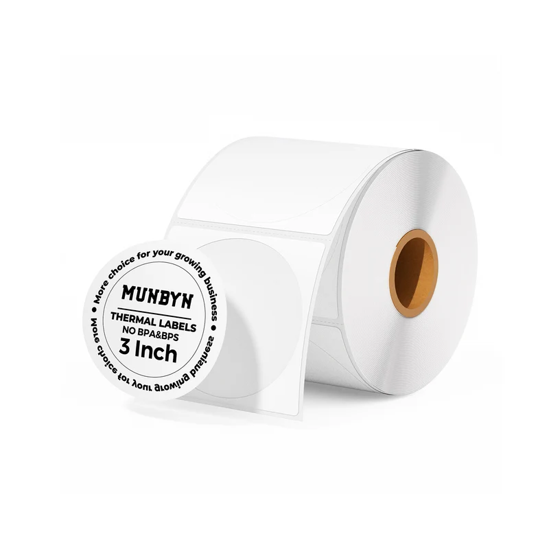 MUNBYN 3" Round Thermal Labels for Product, Logo and Multi-Purpose Use