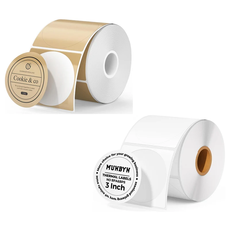 MUNBYN 3" Round Thermal Labels for Product, Logo and Multi-Purpose Use