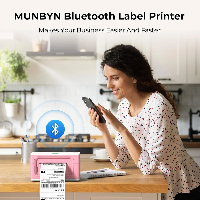 MUNBYN RW941B Bluetooth Thermal Label Printer Kit for Small Business Labelling