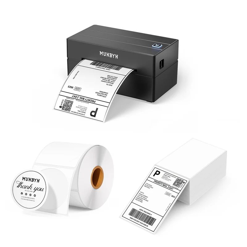 MUNBYN RW130B Bluetooth Thermal Label Printer Kit for Starter Small Business Labelling