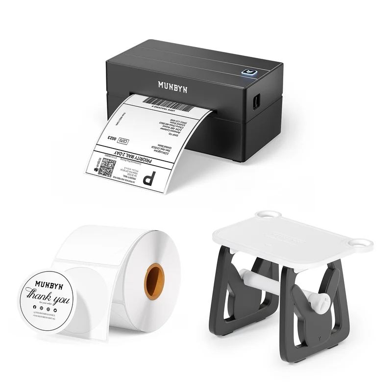 MUNBYN RW130B Bluetooth Thermal Label Printer Kit for Starter Small Business Labelling