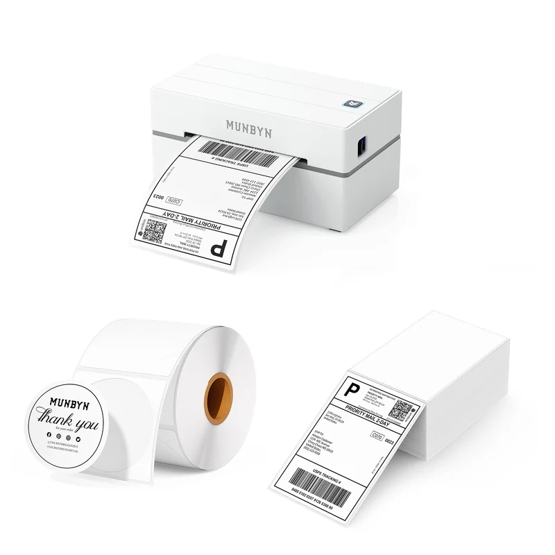 MUNBYN RW130B Bluetooth Thermal Label Printer Kit for Starter Small Business Labelling