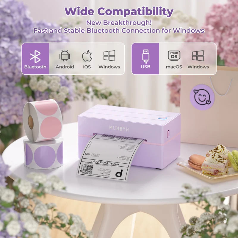 MUNBYN RW130B Bluetooth Thermal Label Printer Kit for Starter Small Business Labelling