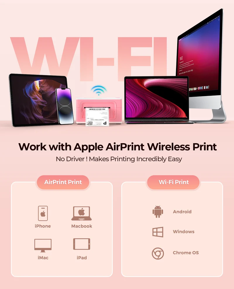 MUNBYN RW941AP AirPrint Thermal Label Printer Kit for All-in-One Labelling
