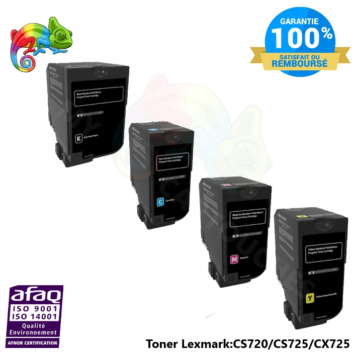 Pack 4 Toners Lexmark CS720 / CS725 / CX725 BCMY