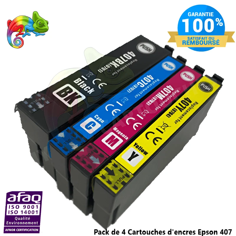 Pack 4 Epson 407 BCMY: WorkForce Pro WF-4745 DTWF
