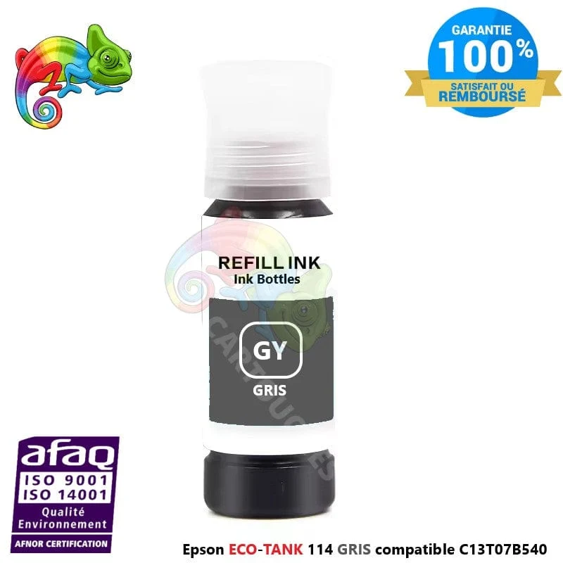 Flacon d'encre Epson ECO-TANK 114 GRIS (C13T07AB540) Compatible