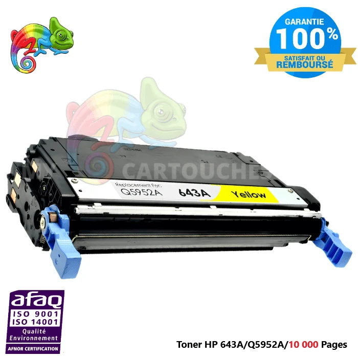 Toner Laser Pour HP 643A Yellow Toner laser HP (Q5952A) Compatible