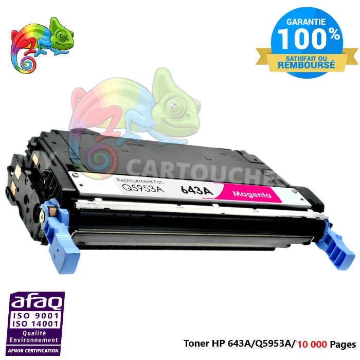 Toner Laser Pour HP 643A Magenta Toner laser HP (Q5953A) Compatible