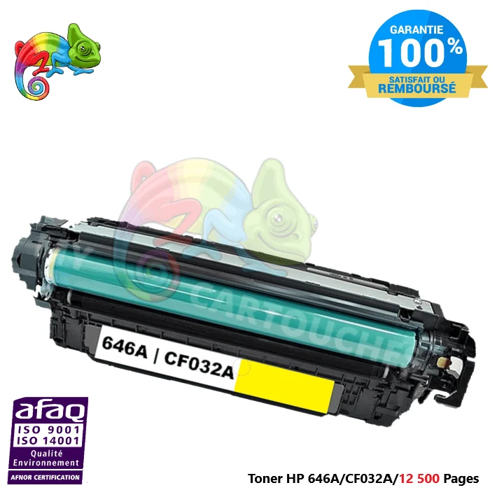 Toner Laser Pour HP 646A Yellow Toner laser HP (CF032A) Compatible