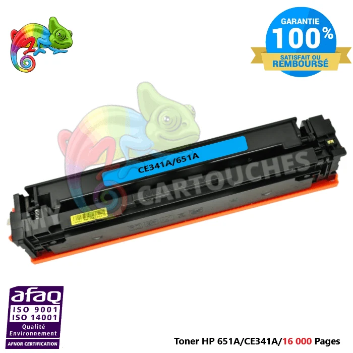Toner Laser Pour HP 651A Cyan Toner laser HP (CE341A) Compatible