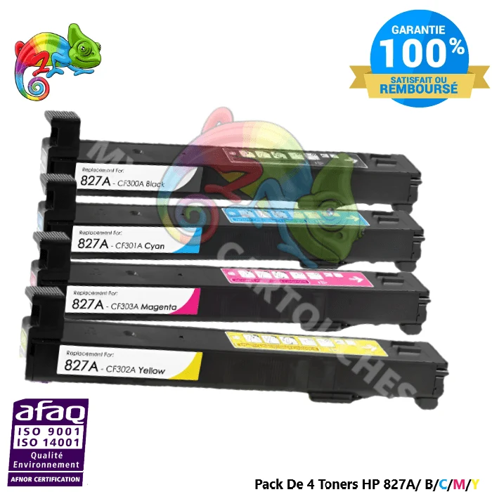 Pack 4 Toners HP 827A BCMY — Color LaserJet Enterprise M880z, M855