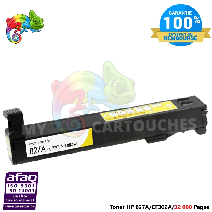 Toner Laser Pour HP 827A Yellow Toner laser HP (CF302A) Compatible
