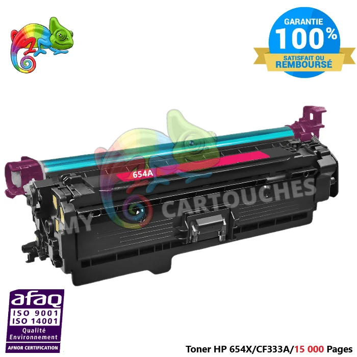 Toner Laser Pour HP 654A Magenta Toner laser HP (CF333A) Compatible