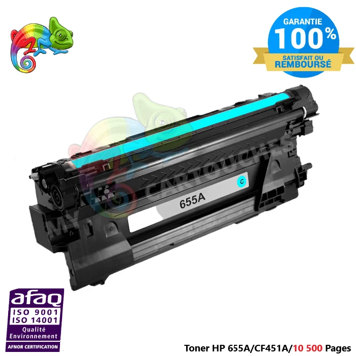 Toner Laser Pour HP 655A Cyan Toner laser HP (CF451A) Compatible