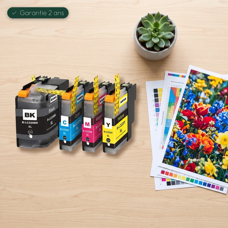 Pack de 4 Cartouche d'encre Brother LC225 XL Compatible