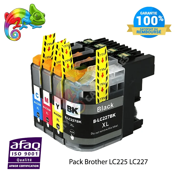 Brother 225 XL - Pack 4 Cartouche d'encre Brother LC225 LC227 Compatible