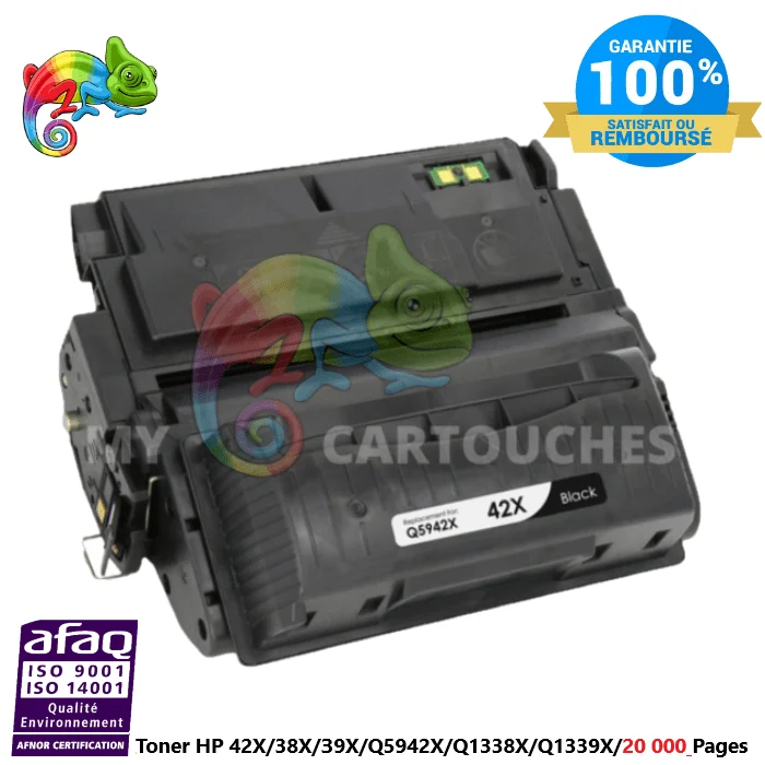 Toner Laser Pour HP 38X Noir (Q5942X) (Q1338X) (Q1339X) Compatible