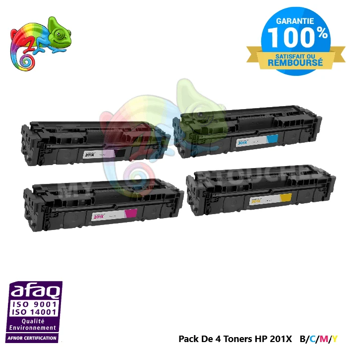 Pack 4 Toners HP 201X Noir Cyan Magenta Jaune — Color LaserJet Pro M252dw, MFP M277dw