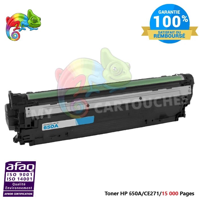 Toner Laser Pour HP 650A Cyan Toner laser HP ( CE271A) Compatible