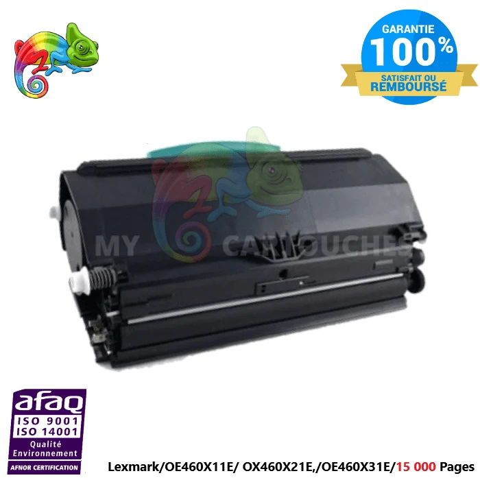 Toner laser compatible avec Lexmark E460, référence OE460X1 – Noir